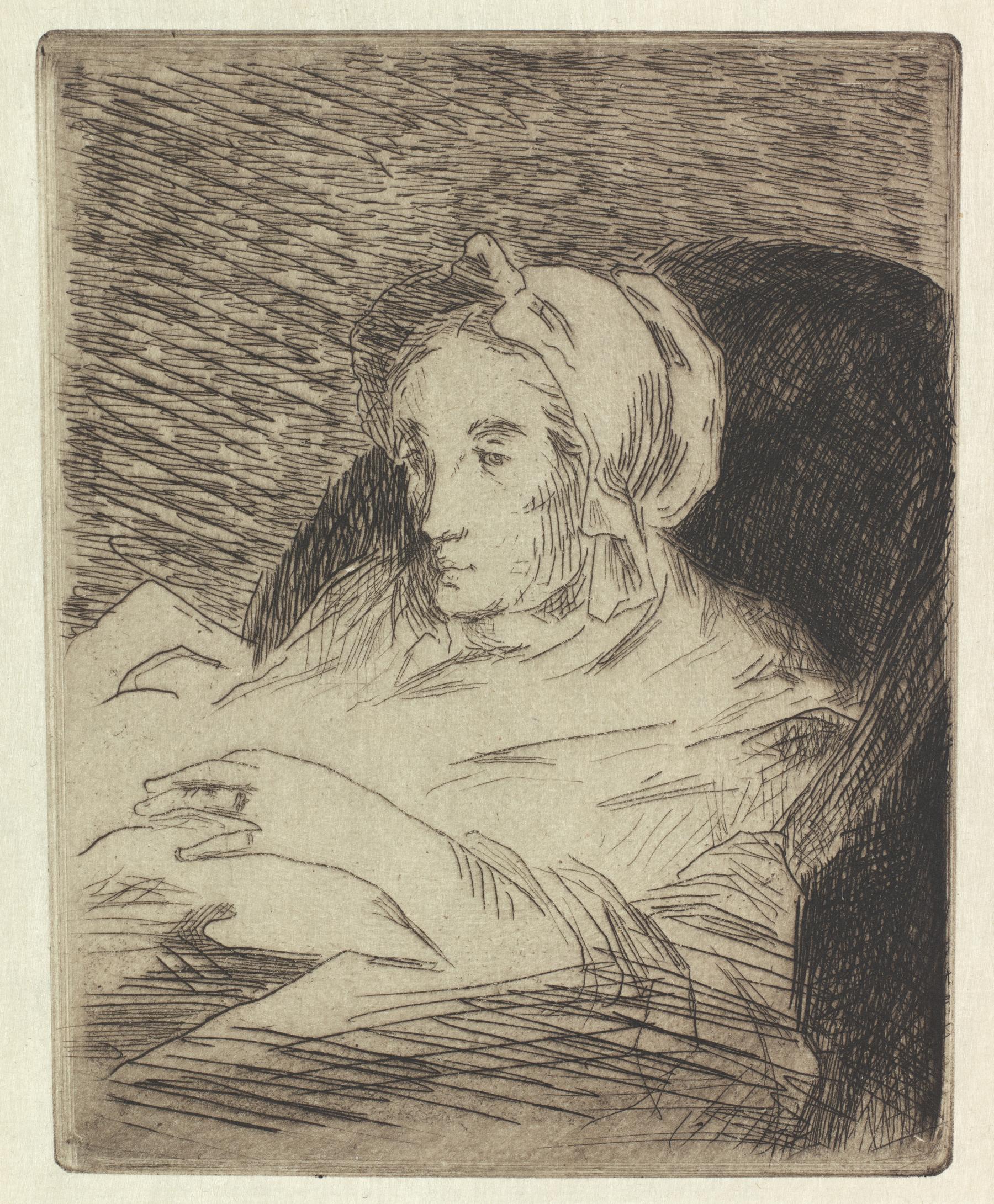 Édouard Manet, La convalescente, 1876-1884, ets, 129 x 102 mm, Amsterdam, Museum Het Rembrandthuis